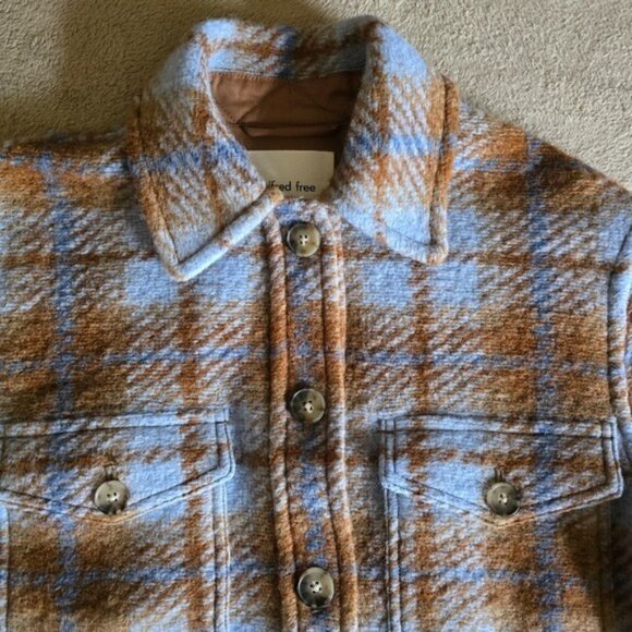 Aritzia Wilfred Free Autumn Wool Blend Plaid Shirt Jacket size XS - Picture 6 of 16